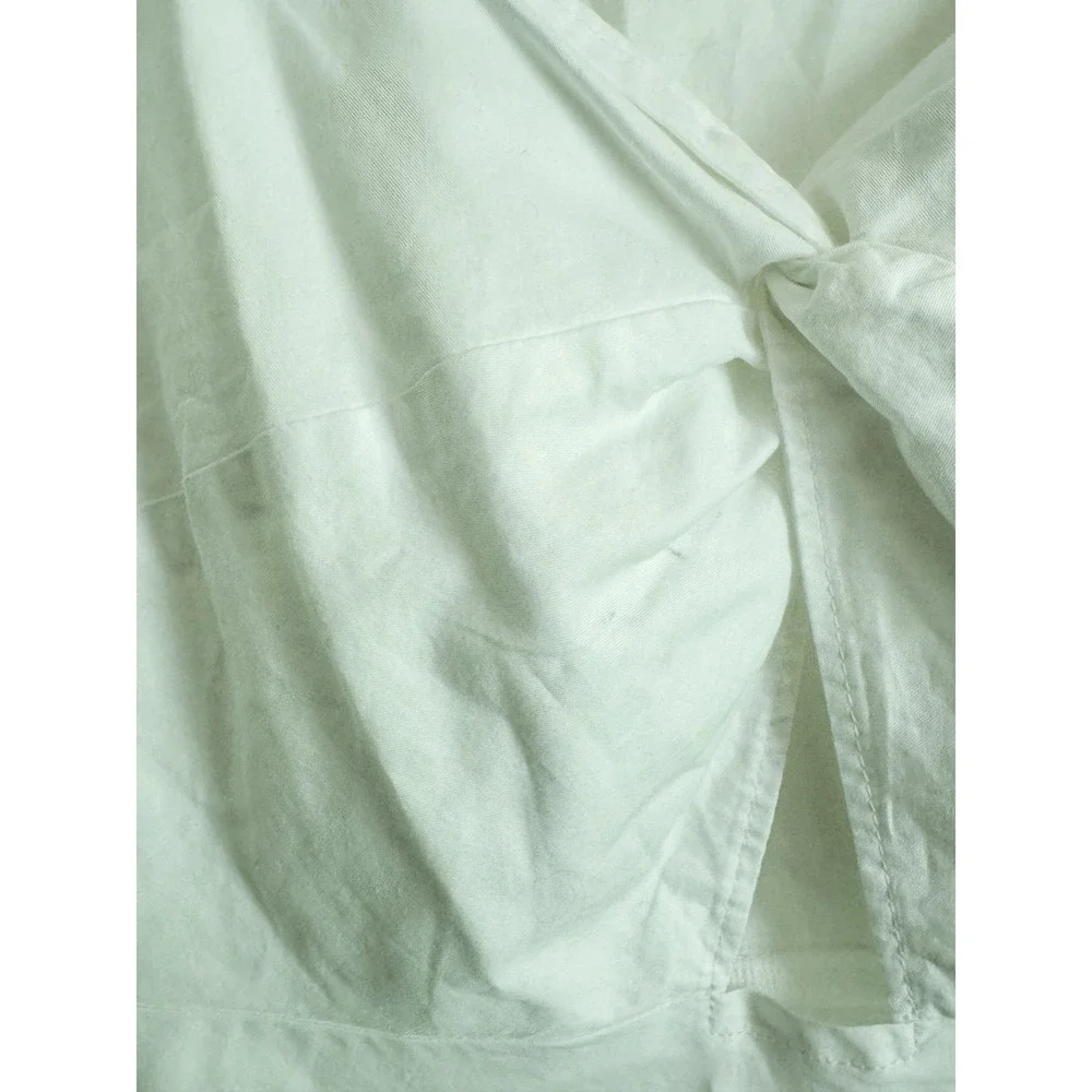 Old Navy White Cotton Puff Sleeve Peplum Blouse Twist Front Cottagecore Top L